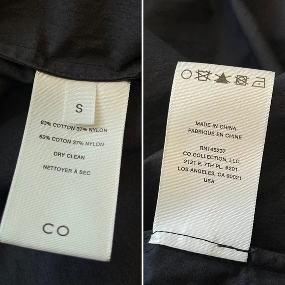 CO Collections V-Neck Blouse in Cotton Blend Poplin Black S Luxury Minimalist